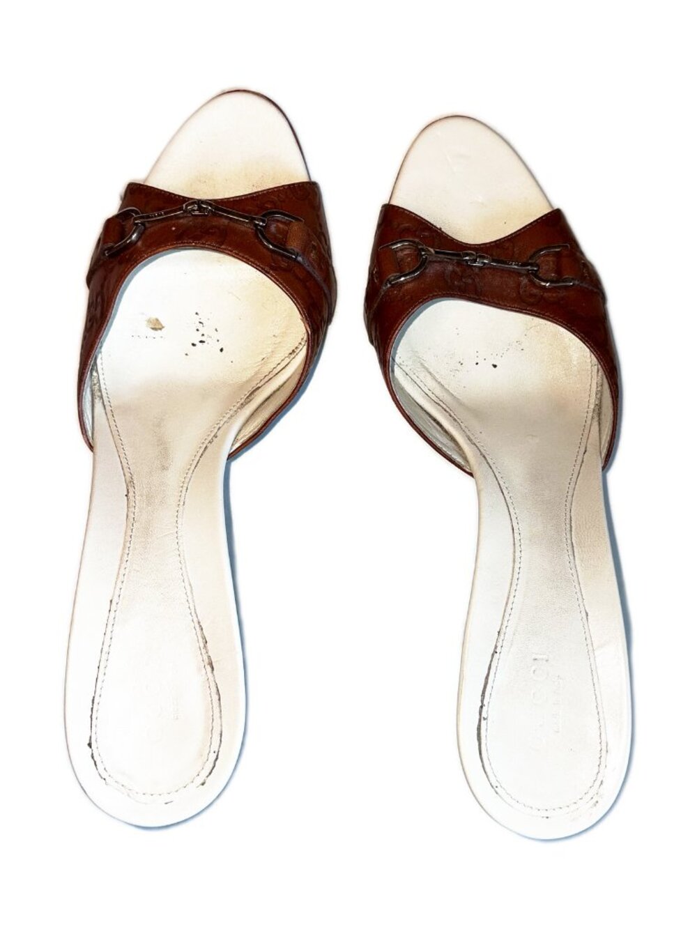 Gucci Guccissima Leather Horsebit Peep Toe Mule Brown 39.5 US 9.5